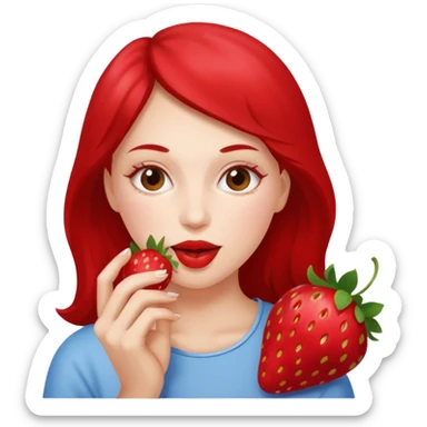 the woman eating strawberries
 sticker