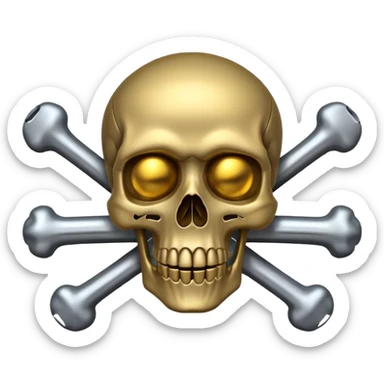 skull and crossbones with a sawblade background, mechanical and organic details, emoji style sticker
