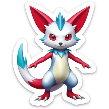 Cool Shiny Colorful Digimon-Sneasel-Zangoose-hybrid full body sticker