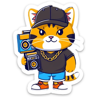 Hip-hop cat sticker