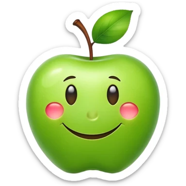 Green apple with smiley sticker