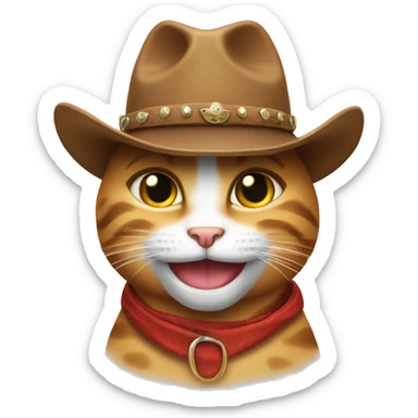 iOS cat grin emoji with cowboy hat sticker