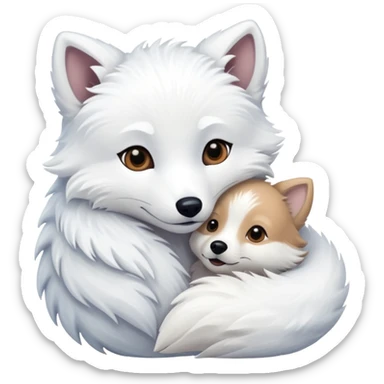 Arctic fox and dog hugging sticker