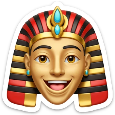 Discord emoji for "RA Silkroad", Ancient Egyptian theme, funny Pharaoh face laughing widely, cartoonish, colorful, shiny gold accents, small and clear, perfect for emoji use.
 sticker