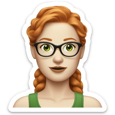 A Rubenesque pale redhead model with green eyes and glasses sticker