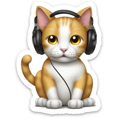 cat listening to music on headphones  sticker