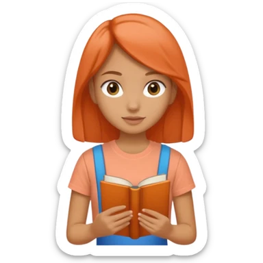Garota com livro na mão, camiseta cor salmão  sticker
