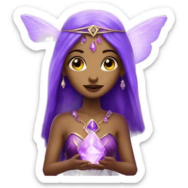 Fairy Priestess with purple crystals sticker