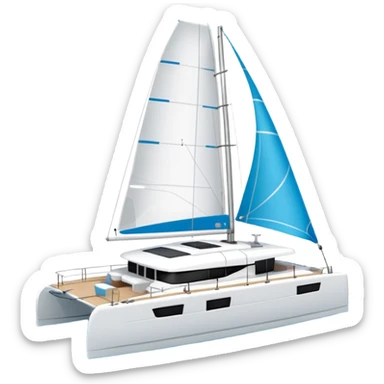 A lagoon 42 catamaran with no wording or letters on the boat. In a solid white background  sticker