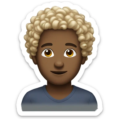 cute, men, little bit curly hair sticker