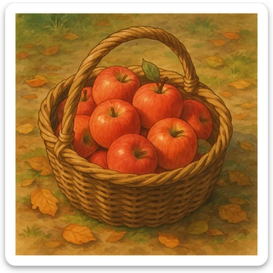 cozy basket of apples after apple picking sticker