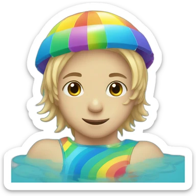 Boy-in-rainbow-swimming-pool sticker