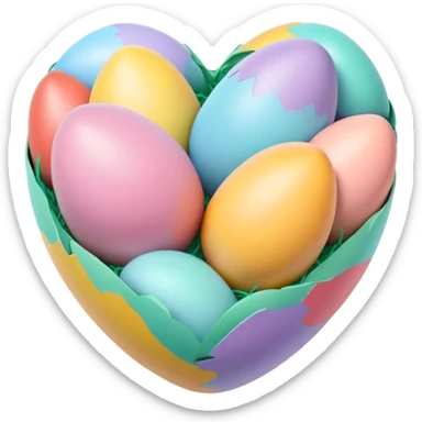 make a real heart shape. easter eggs sticker