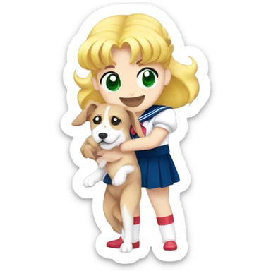 sailor moon holding a dog sticker