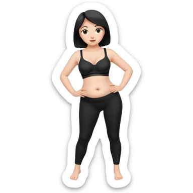 legging brassière noir gonflé ventre nombril femme  sticker