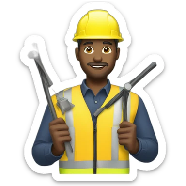 Airport worker in yellow vest with wands sticker