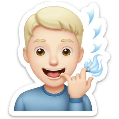 Person making fart noise with mouth sticker