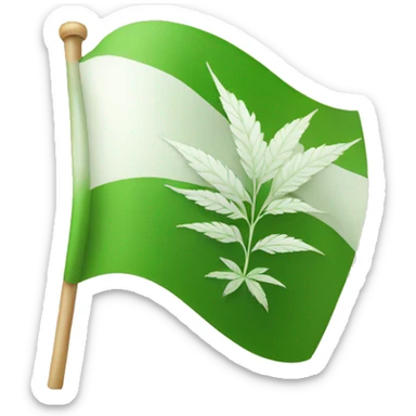 green flag with white weed leaf  sticker