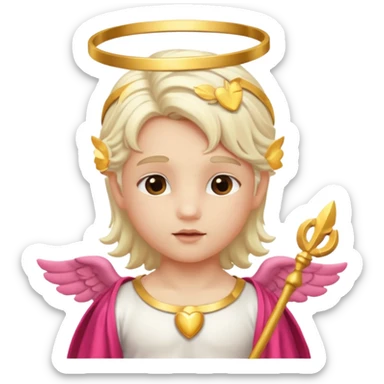 Cupid, Love God from Rome Mythology with long platinum blonde hair, gold and white outfit sticker