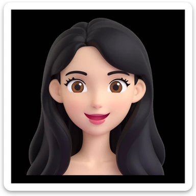 emoji of a white girl with black long hair and brown eyes, winking sticker