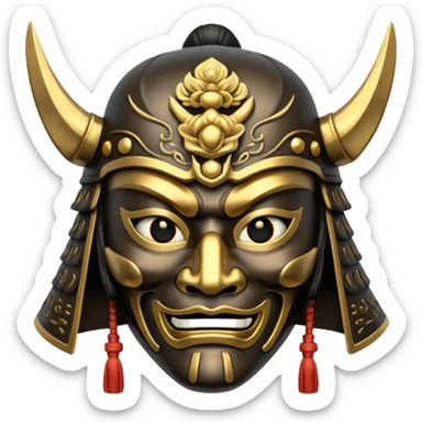 samurai mask with gold accents sticker