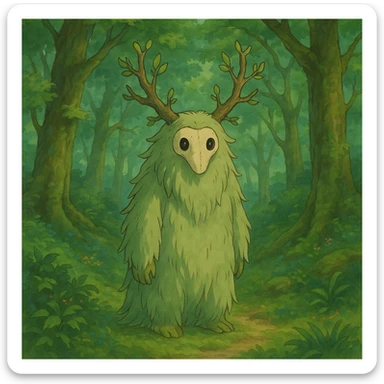fantastical forest spirit in ghibli style sticker