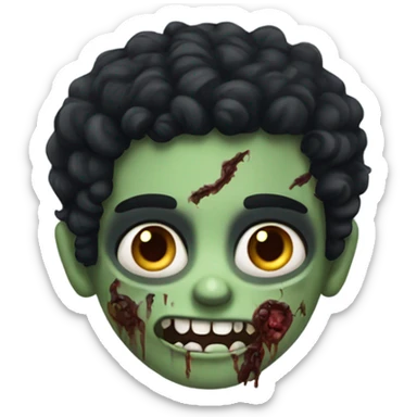 Zombie boy with black curly hair sticker