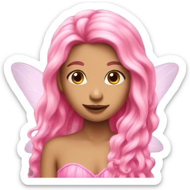 Long hair pink fairy sticker