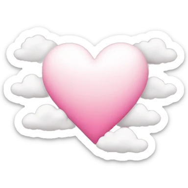 White heart with pink clouds  sticker