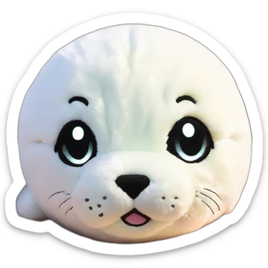 baby seal plushie with sparkling eyes, cute! sticker