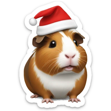Guinea pig wearing a Santa hat sticker