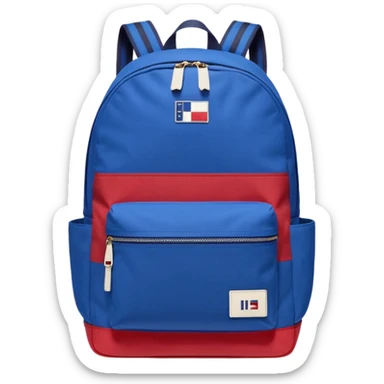 simple blue backpack with tommyjeans logo like american flag ony at the bottom pocket 

 sticker