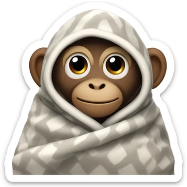 monkey wrapped in blanket ￼ sticker