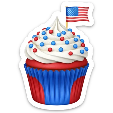 4th of july cupcake flag sticker