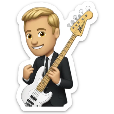 Macron playing Fender Jazz bass sticker