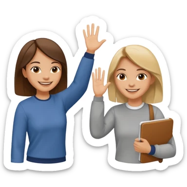 two friends high-fiving, making plans together sticker