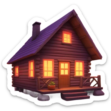 a cabin overlooking a sunset  sticker