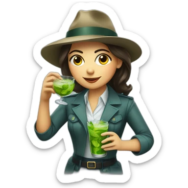 argentine girl detective drinking mojito sticker