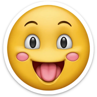 Emoji with its tounge out smiling whilst staring up sticker