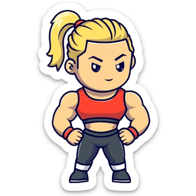 Hun from Teenage Mutant Ninja Turtles, muscular gang leader with blonde ponytail sticker