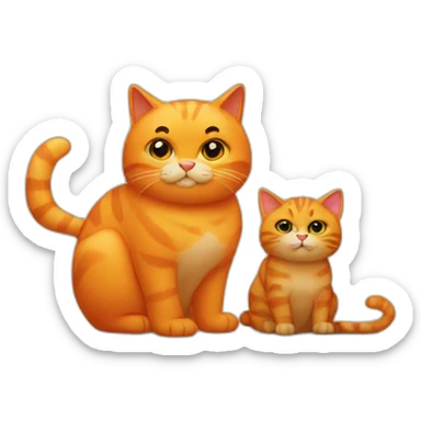 big fat orange cat and small black kitten sticker