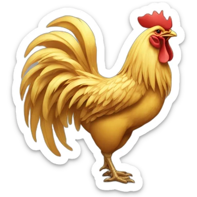 proud and howling golden rooster with a crown on its head sticker