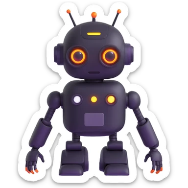 friendly robot assistant with glowing eyes sticker