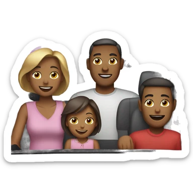Family in a car for holiday sticker