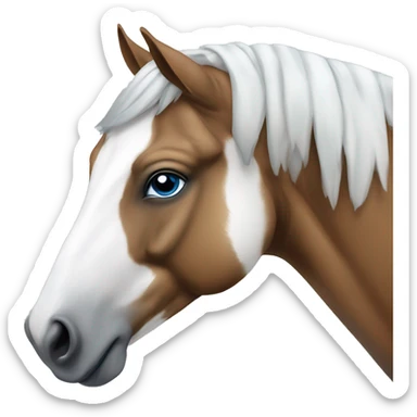 Noriker horse portrait with blue eyes and white marking from the head and down to the nose. sticker