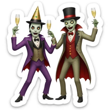 dracula dancing with zombie sticker