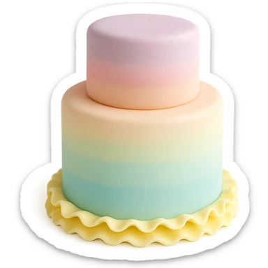 tiered fondant cake with pastel ombre sticker