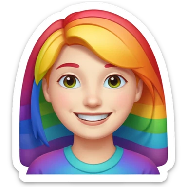 pride character, smiling, rainbow colors, inclusive and joyful vibe, modern Apple emoji style, clean vector look, soft gradients sticker
