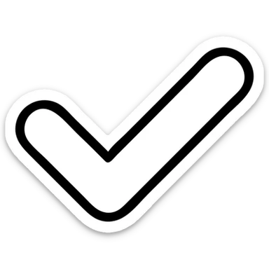 white heavy check mark, minimal icon style, bold outline, no fill, clear and readable sticker