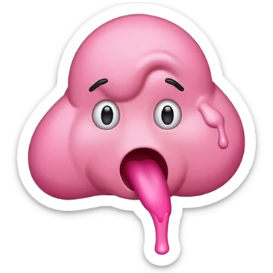 A vomiting emoji with pink vomit sticker